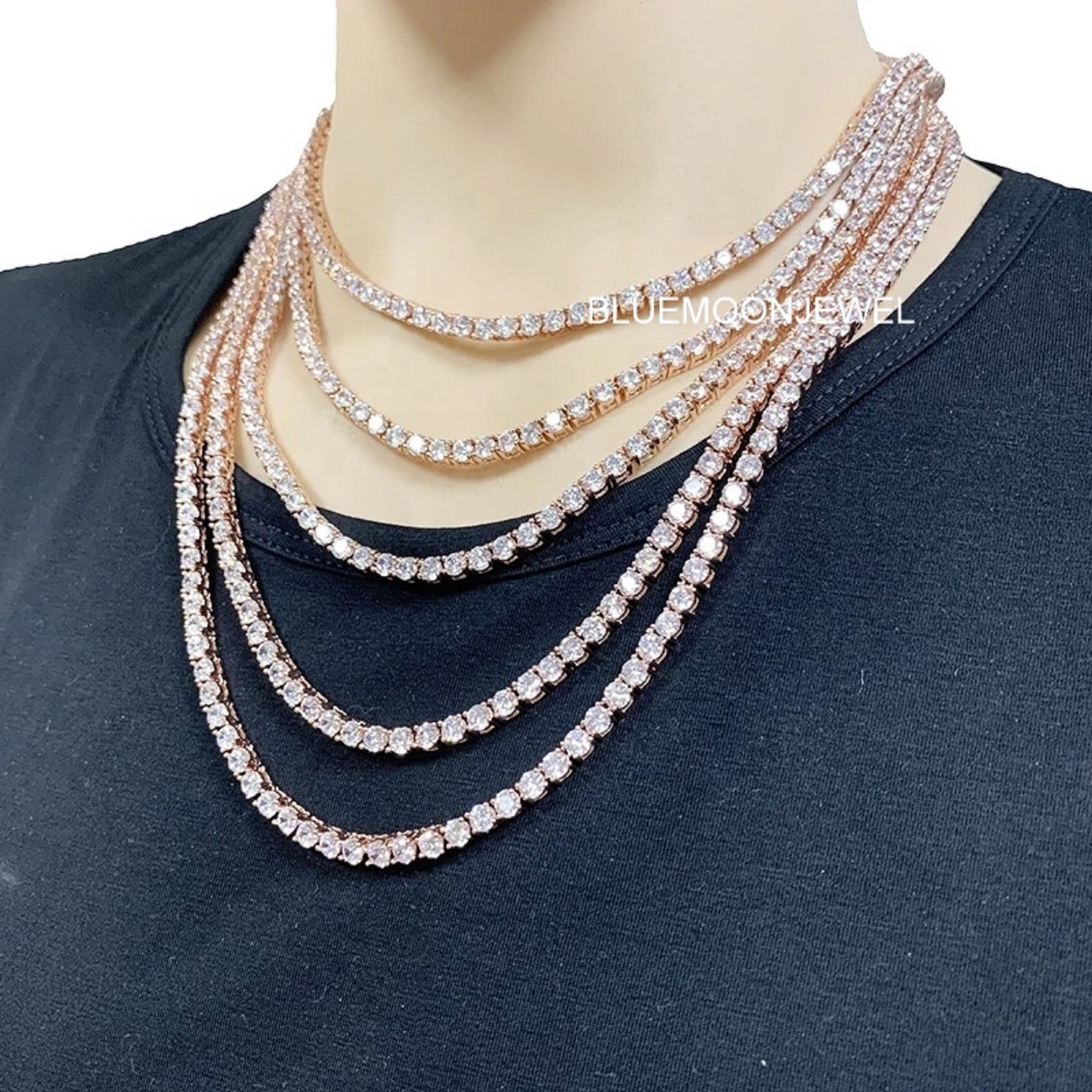 Moissanite Tennis Necklace 32Ct Round Cut Moissanite Necklace Etsy