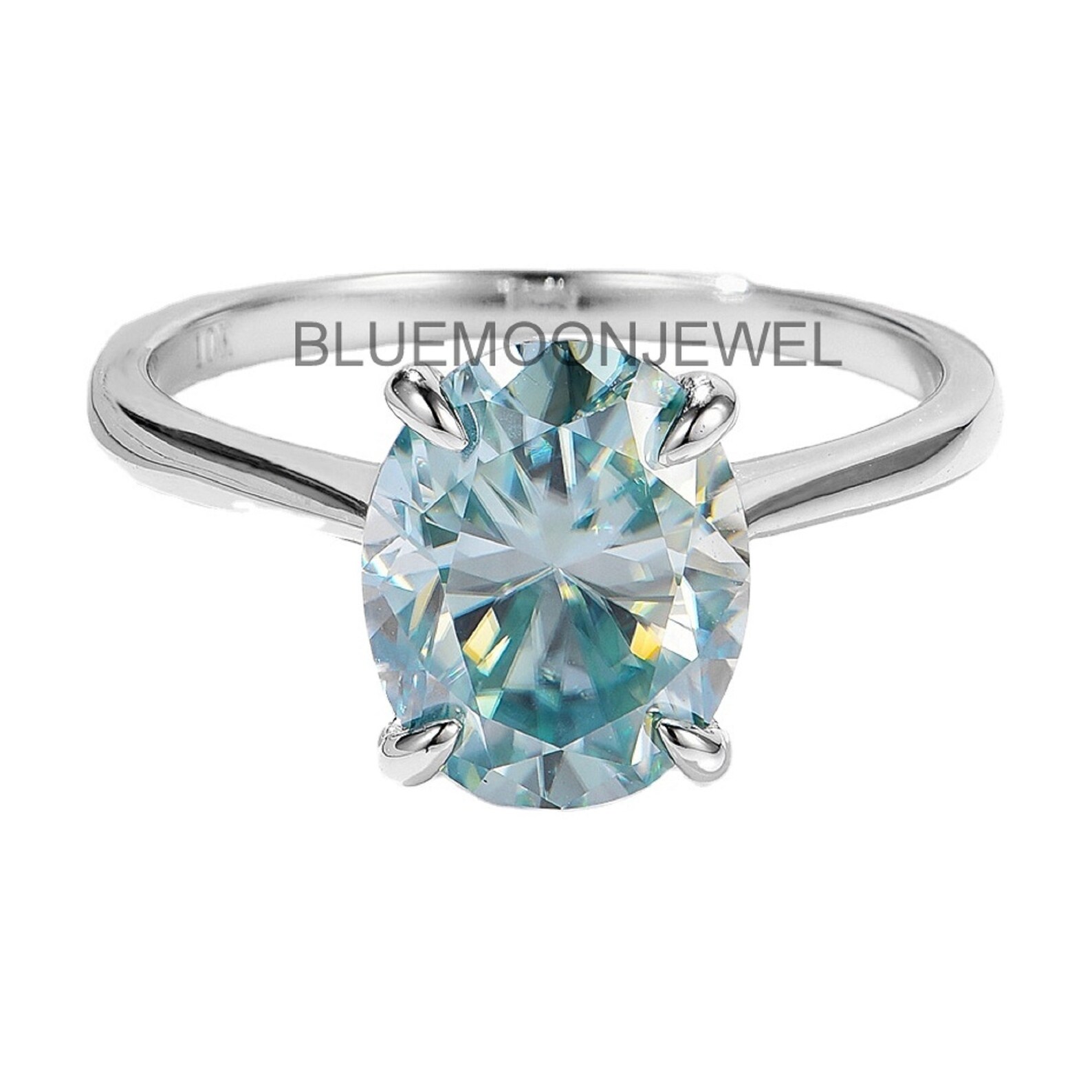 Aqua Moissanite Ring 3.11 Ct Solitaire Light Blue Moissanite Etsy