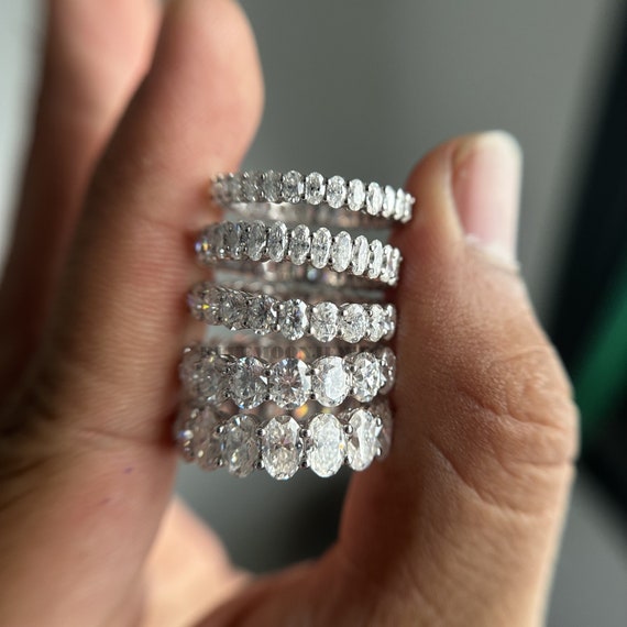 Oval Cut Moissanite Full Eternity Band Colorless Moissanite Bridal Band Oval Women's Band For Anniversary Gift