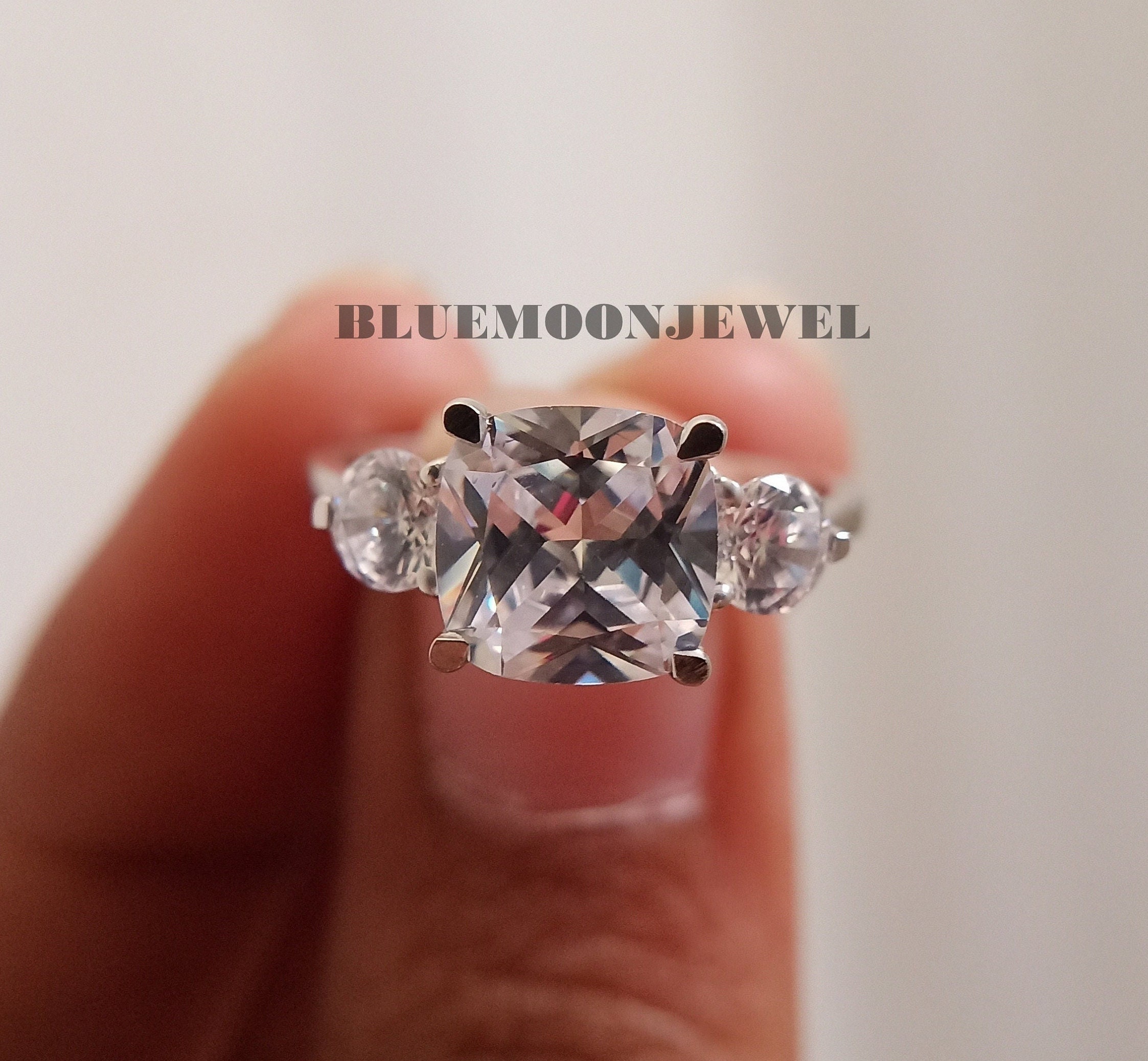 Low profile cushion cut engagement deals ring