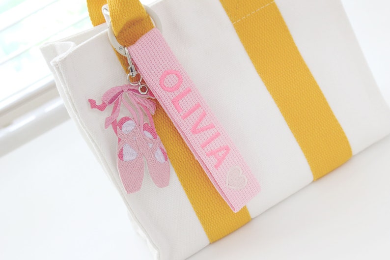 Personalized Name Tag, Pink Personalized Embroidery Name tag, Bag Tag, Key chain, Custom key ring, School bag name tag, Personalized Gift image 8