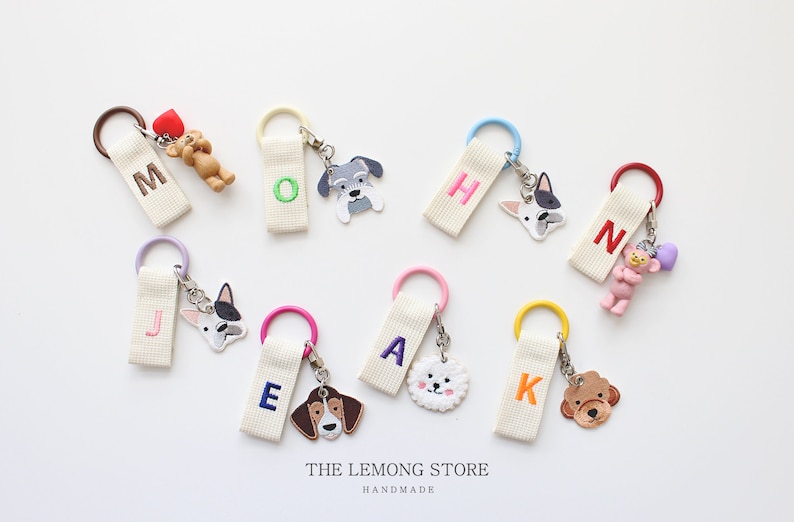 Personalized Name Tag, Bag Tag, Initial embroidery key chain, Alphabet key ring, Teacher gift, Custom key ring, Personalized Gift image 2