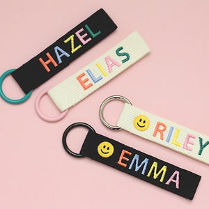 Personalized Name Tag, Bag Tag, Colorful Personalized Embroidery Name tag, Key chain, Teacher gift, Custom key ring, Personalized Gift