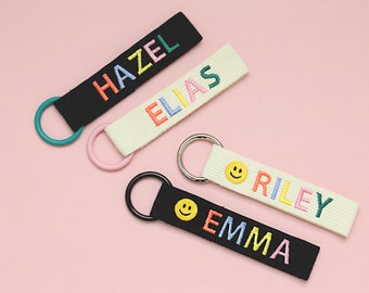 Personalized Name Tag, Bag Tag, Colorful Personalized Embroidery Name tag, Key chain, Teacher gift, Custom key ring, Personalized Gift