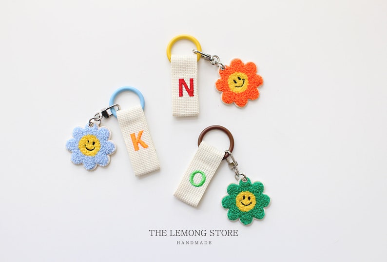 Personalized Name Tag, Bag Tag, Initial embroidery key chain, Alphabet key ring, Teacher gift, Custom key ring, Personalized Gift image 4