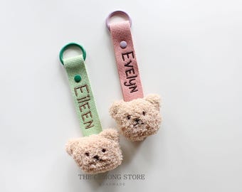Etichetta con nome personalizzata, portachiavi orso, etichetta con nome ricamato personalizzato orso, portachiavi, portachiavi personalizzato, regalo personalizzato