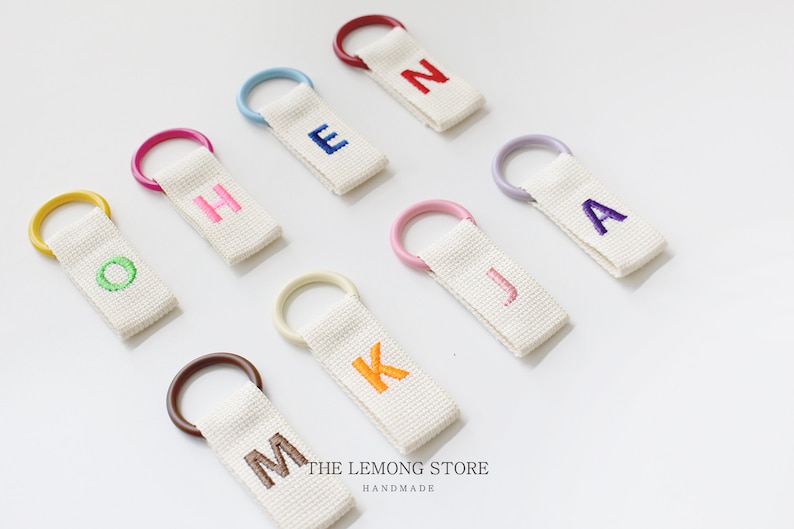 Personalized Name Tag, Bag Tag, Initial embroidery key chain, Alphabet key ring, Teacher gift, Custom key ring, Personalized Gift image 5
