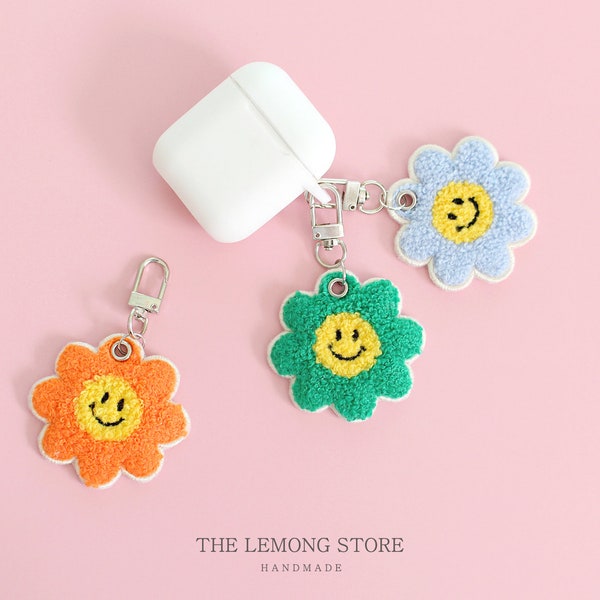 Flower Charm, Smile flower, Key ring Charm, Bag Charm,  Key chain, Smile face, Custom key ring, Personalized Gift