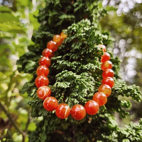 Handmade Carnelian Bracelet 8mm, Motivation Confidence Crystal Healing Jewelry