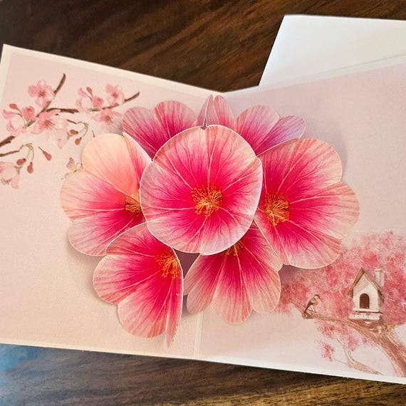 Cherry Blossom Handmade Greeting Card