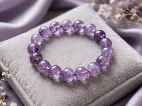 Amethyst Bracelet for Anxiety Relief, Healing Crystal Jewelry, Calming Gift for Women