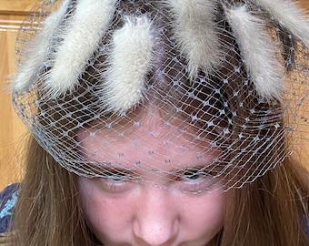 Vintage Birdcage Veil with Fur