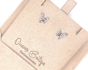 Butterfly Stud Earrings • 925 Sterling Silver • Butterflies Miniature Earrings • Dainty Earrings • Animal Push-Back Earrings • Baby Earrings