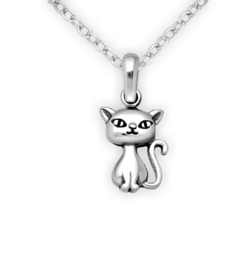 Tiny Adorable Feline Cat Pendant 925 Sterling Silver With - Etsy UK