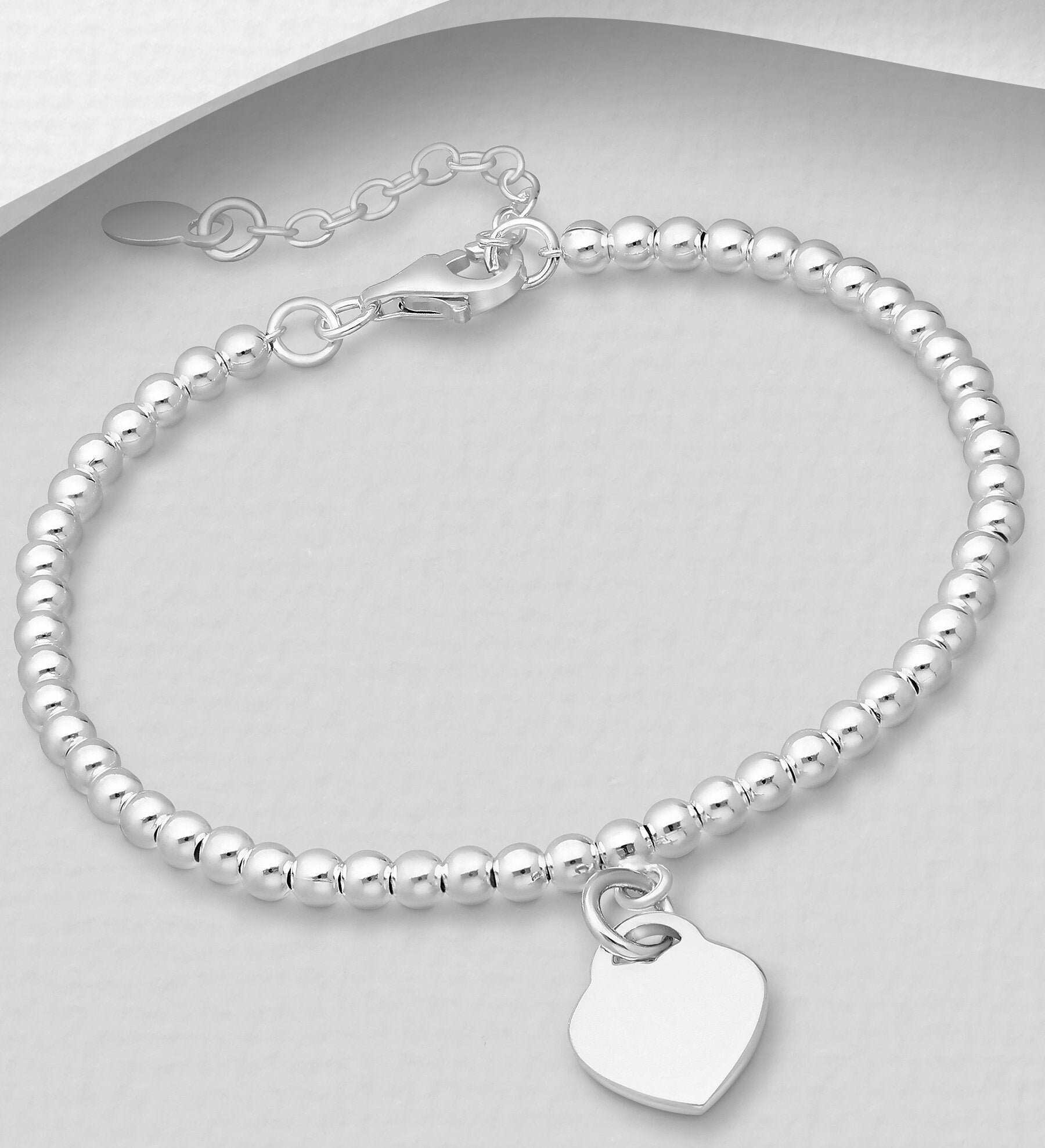 925 Sterling Silver Bracelet with Heart Charm love heart Etsy