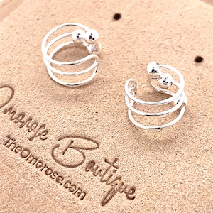Boho Style Ear Cuffs • 925 Sterling Silver Ball Ear Wrap • Women's Ear Accessories • Summer Style Earring Climber • Ball Cartilage Ear Cuff