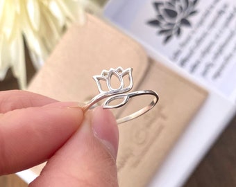 Lotus Flower Ring • Adjustable Yoga Ring • Floral Ring • Meaningful Gift • Wrap Around Lotus Ring • Dainty Nature Ring • Minimalist Ring