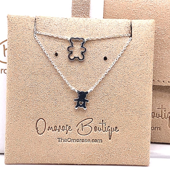 Set of TWO Teddy Bear Necklaces One for Mom and One for Baby 925