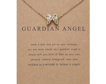 Guardian Angel Necklace • Gold Angel Wings Necklace • God Daughter Jewellery Gift • Angel Of Love Jewelry • Baptism Necklace • Gift For Her