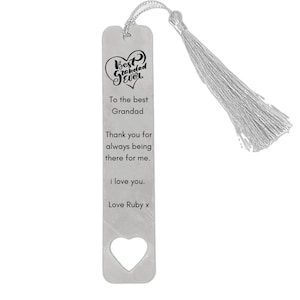 Personalized Grandad Engraved Stainless Steel Bookmark – Custom Message or Poem Double-Sided Thoughtful Gift For Book Lovers Readers