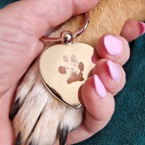 Engraved Pet Paw Print Keyring, Dog Memorial Gifts, Dog Memory Keychain, RIP Pet Keyring, Handprint Keyring, Dog or Pet Name Tag Keyring