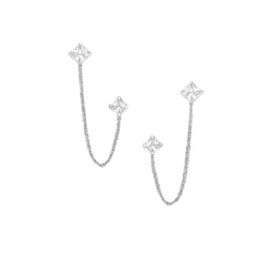 Helix Chain Earrings • Cartilage Earrings • Ear jacket • Dangle Earring • Boho Chic Earring • 925 Sterling Silver • CZ Diamond Stud Earrings