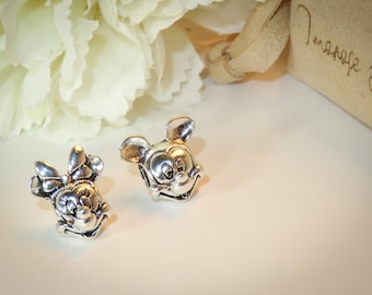 Silver mini Mouse & Micki Adorable Charms (set of 2) beautiful gifts in real sterling silver S925, wonderful accessories charm bracelet