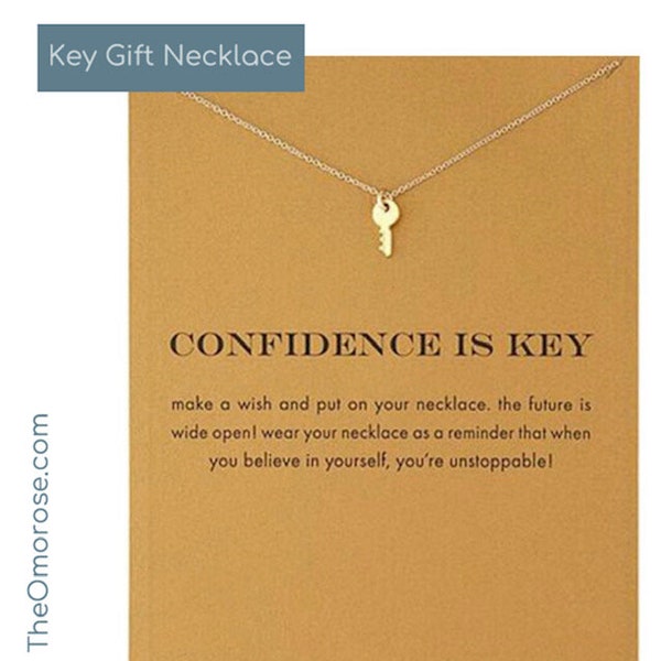 Confidence is Key Halskette • Mut Halskette • Tapferkeit Halskette • Abschluss Geschenk • Gold Schlüsselanhänger Halskette • Damen Schmuck • Schlüssel Anhänger