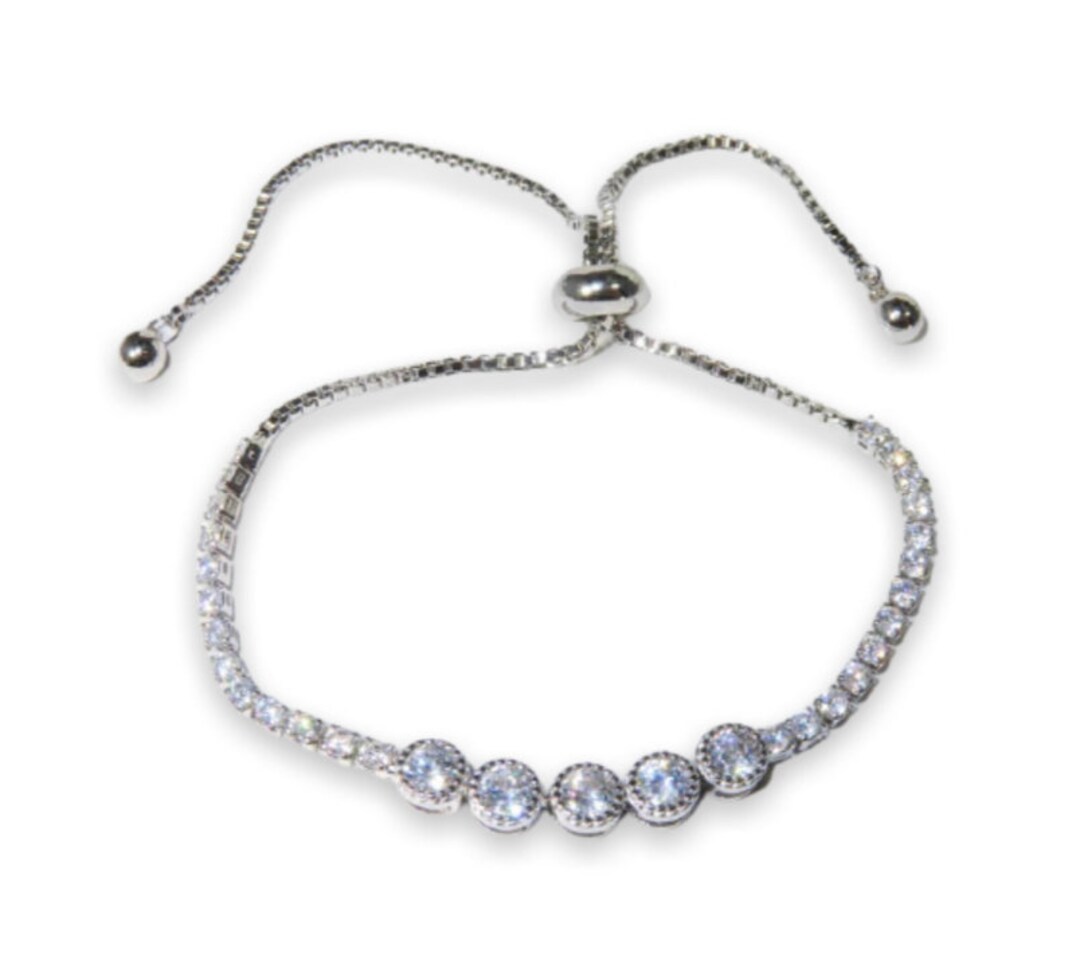 Mariell Pulsera Nupcial CZ, Pulsera De Tenis CZ Para Novias, Circonita Cúbica Nupcial Y Joyería De Boda : Mariell
