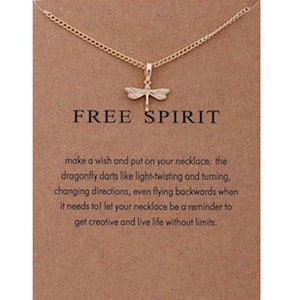 Collana Free Spirit, collana libellula, collana carina, collana boho, collana libertà, collana hippie, collana farfalla, carta regalo