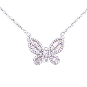 Silver Plated Butterfly Necklace with Cubic Zirconia Crystals • Butterflies Gift for her • special friendship necklace •  Hand made gifts