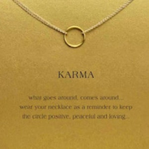 Collier karma 1 anneau, collier infini. Collier d'éternité, collier positif et carte-cadeau, collier d'amitié, accessoires