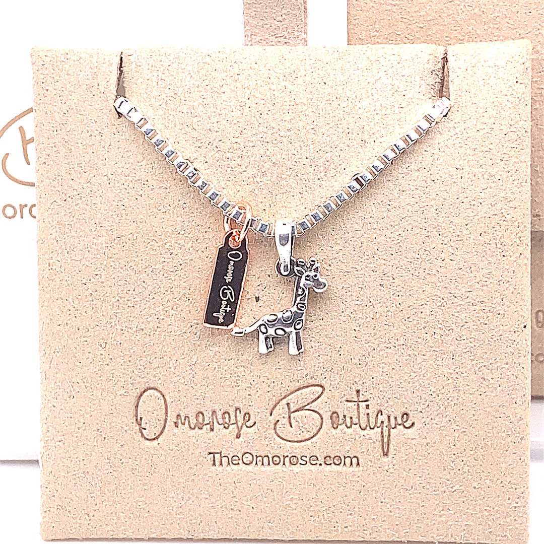 Collar De Jirafa De Plata De Ley YFN | Colgante De Corazón | Para Mamá E Hija | Cadena De 45.7cm + 5cm | 23x20 Mm