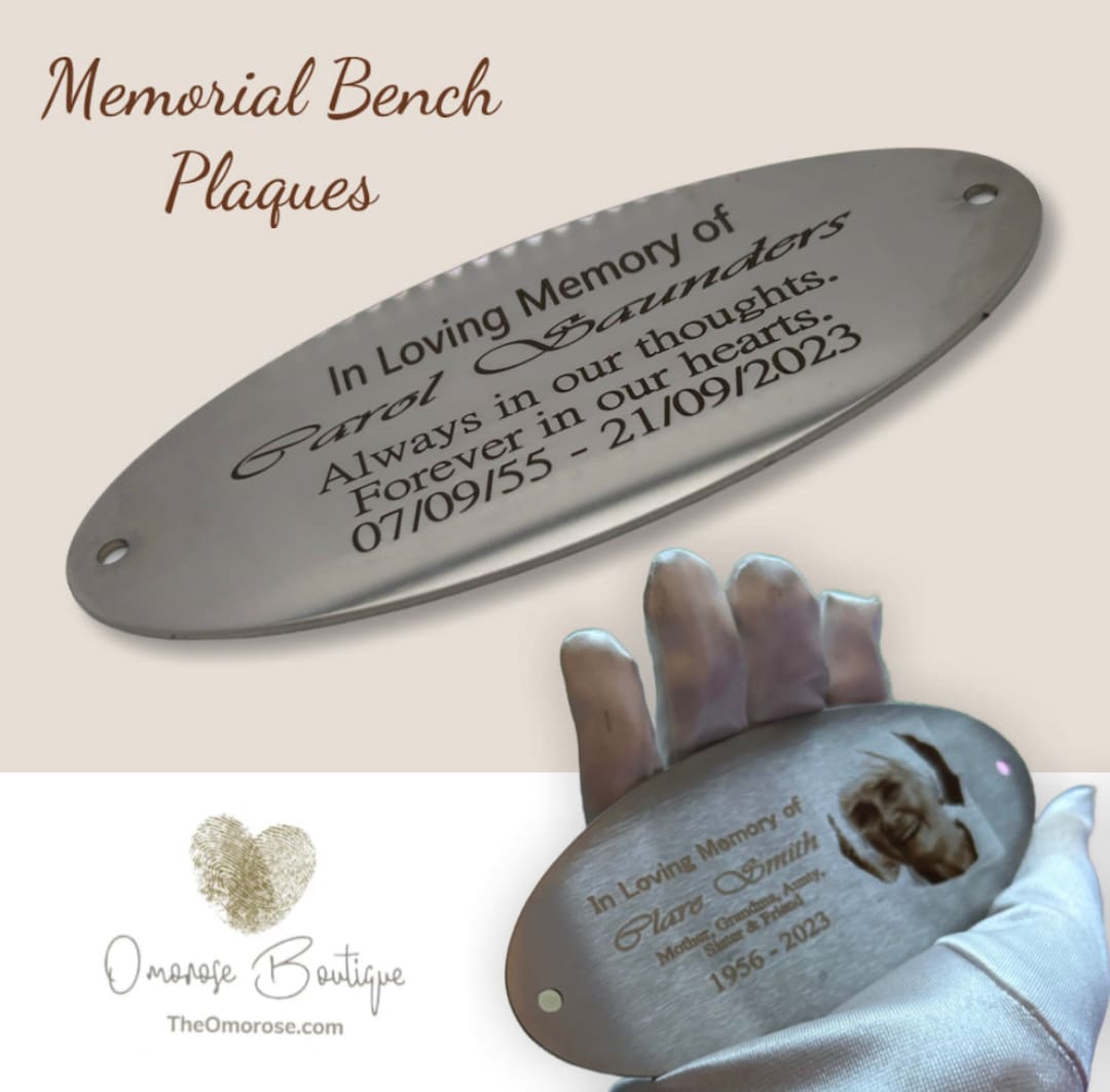Memorial Bench Plaques in Stainless Steel, Oval Bench Plaque, Bereavement Gift, Memory Bench