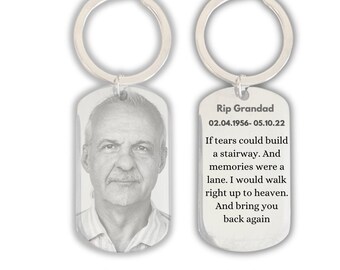 Personalisierter Schlüsselanhänger aus Edelstahl mit Fotogravur - In liebevoller Erinnerung, Andenken, Beerdigung oder Erinnerungsgeschenk