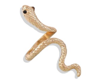 Gold Tone Large Snake Ring • Boho Statement Ring • Womens Stackable Fashion Ring • Snake Jewelry • Hippie Jewellery • Adjustable Snake Ring