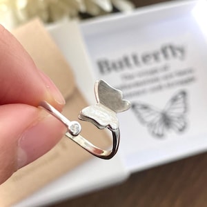 Silver Adjustable Butterfly Ring • Dainty Ring • Statement Ring • 925 ring • Sparkle Butterfly Ring • Friendship Ring • Promise Ring for her