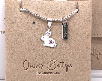 Bunny Rabbit Necklace • 925 Sterling Silver Rabbit Pendant • Animal Jewellery • Gifts For Her • Children's Necklaces • Dainty Bunny Necklace