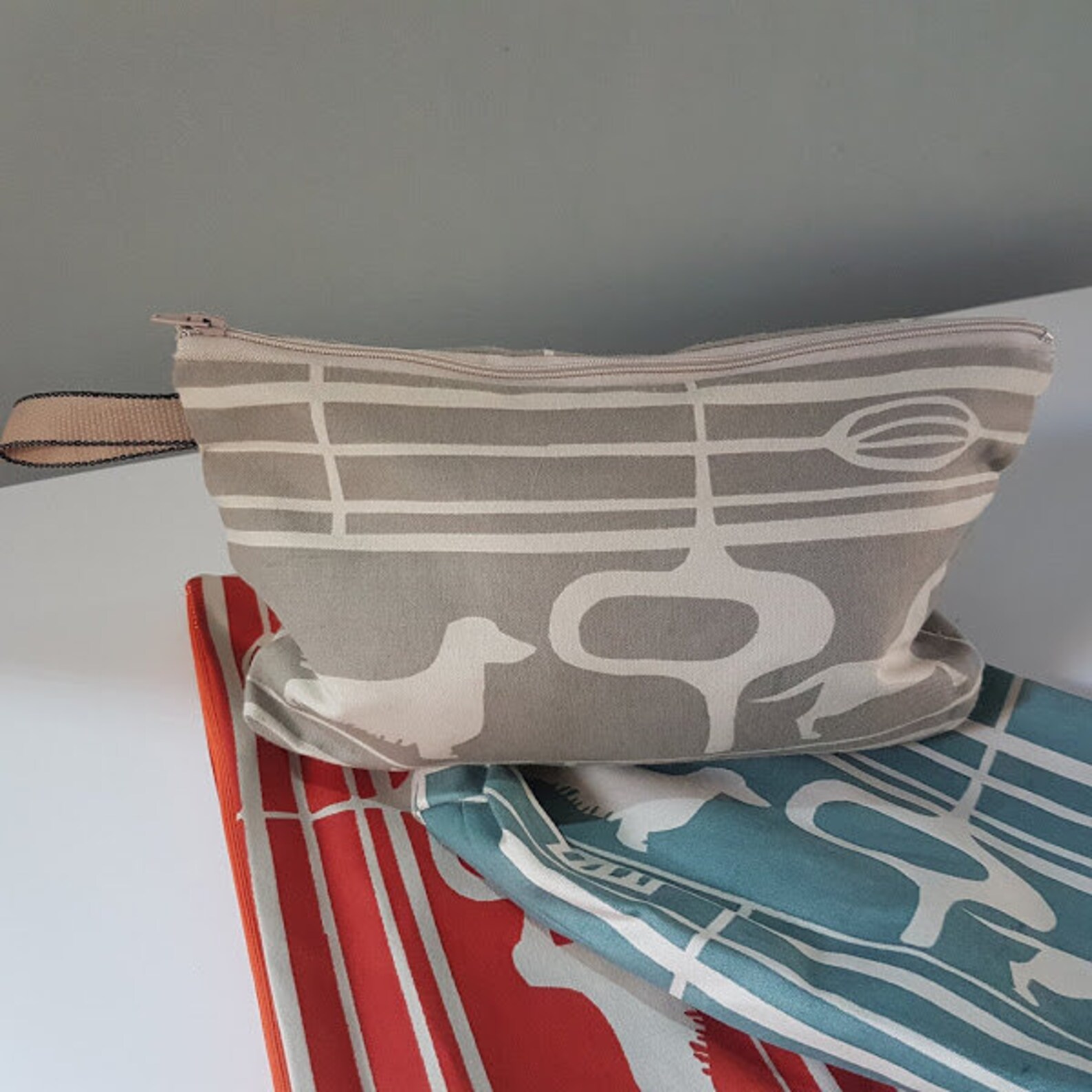 Sausage Dog Hand Printed Makeup Bag Etsy UK