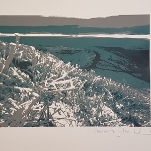 Limited Edition 3 colour screen print &#39;Snow on Pen Y Fan&#39;