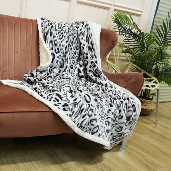 Soft Sherpa Animal Print Blanket 80x60 pouces PANTOUFLES GRATUITES!