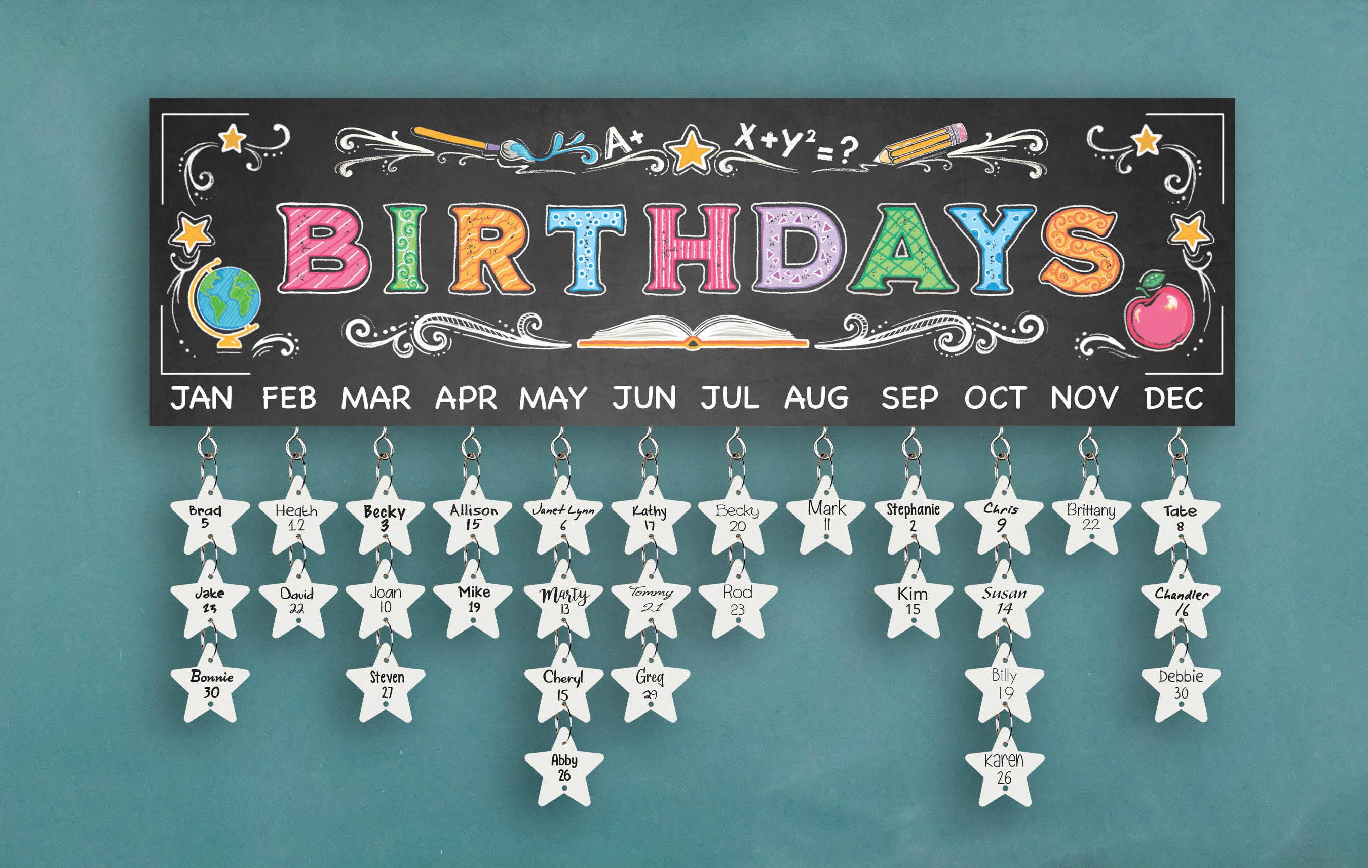 Black Classroom Birthday Sign Board With 30 Wood Stars Etsy UK
