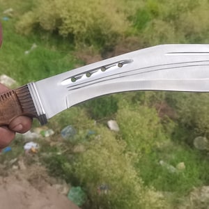 Custom Handmade Stainless Steel Kukri Knife with Beautiful Leather Sheet