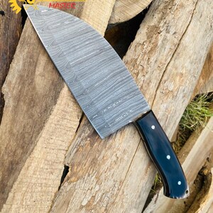Custom Handmade Damascus Steel Cleaver Chef Knife.Kitchen Knife