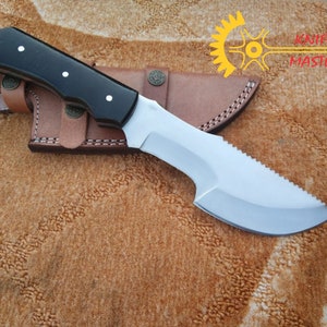 Beautiful Custom Handmade Stainless Steel Tracker Knife with Leather Sheath