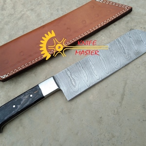 Custom Handmade Damascus Steel Cleaver Chef Knives