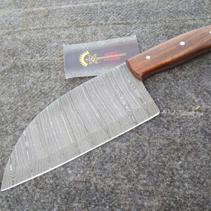 Custom Handmade Damascus Steel Cleaver Chef Knife.Kitchen Knife