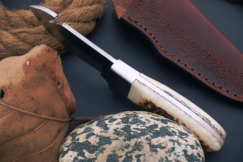 Scaled High Carbon Steel Cut Knife Stab Horn Handle Gift Etsy