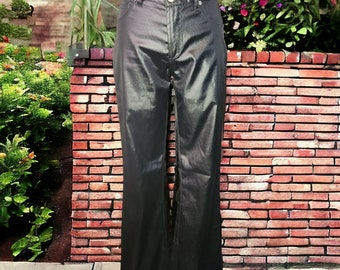 Vintage des années 90 Paris Blues noir brillant stretch jean/pantalon taille 5