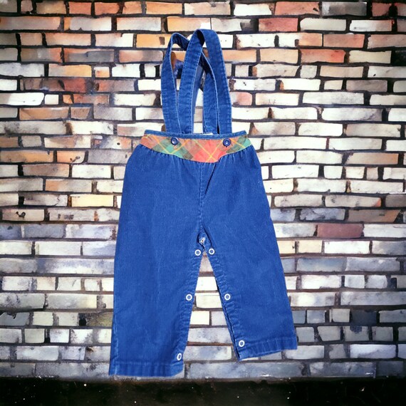 Vintage 80s Blue Corduroy Overalls Toddler 18 Mon… - image 1